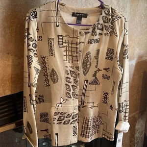 Nwt Vintage Native American Cardigan Jacket front pockets artsy buttons size L